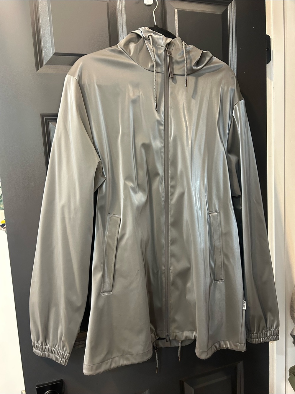 Rains Unisex Silver Hooded Raincoat